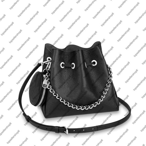 bucket mahin silver perforated bag real leather calf shoulder round coin purse handbag bag m57201 chain crossbody women qbcqh, Red;black
